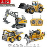Remote Control Excavator Toy for Kids -2.4Ghz RC Construction Vehicle Truck Toy with Alloy Metal Cap, Light&Sound
