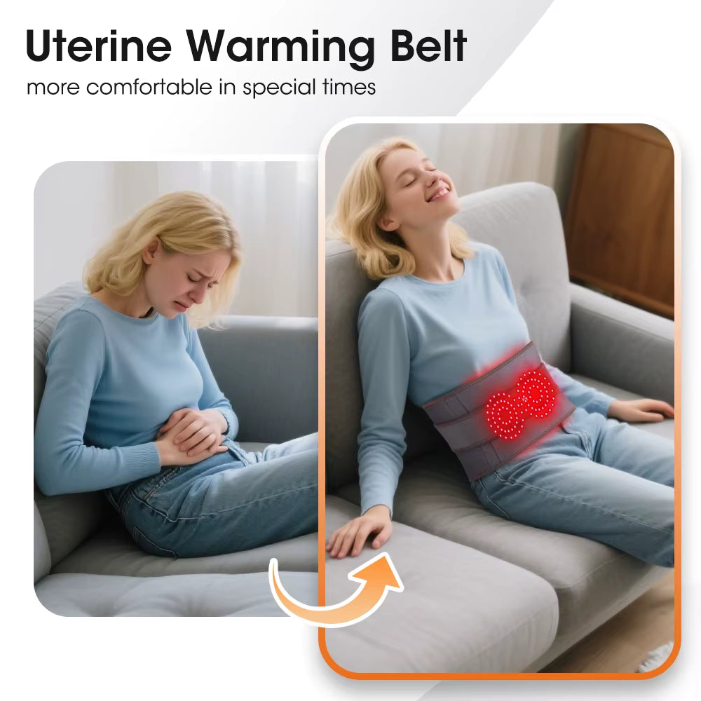Dual Red Light Heating Massage Waist Belt, Electric Heating Waist Massager, Rechargeable Heated Massage Belt, Blood Circulation