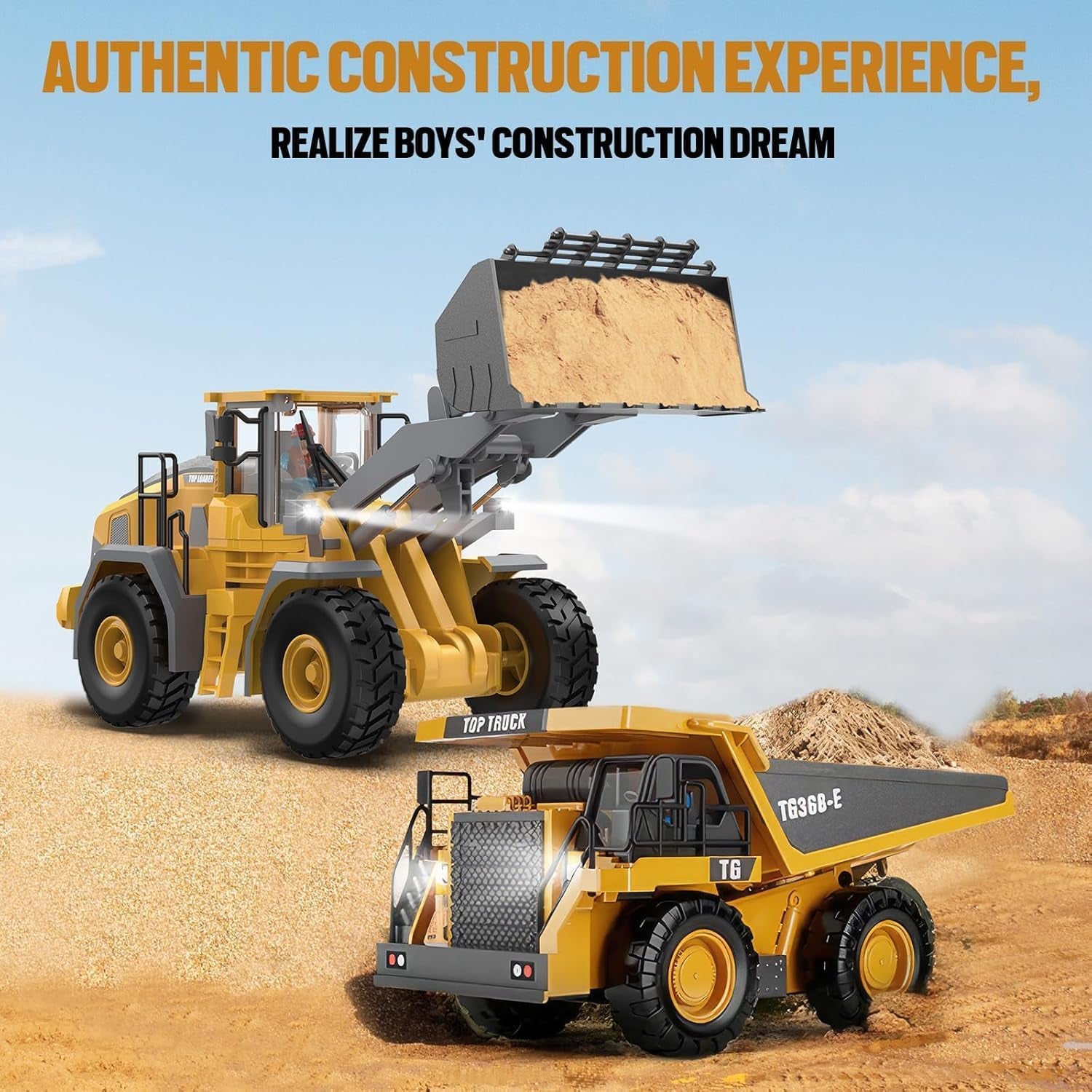 Remote Control Loader, 9-Channel Remote Control Loader Toy with Metal Shovel, 2.4Ghz Remote Control Engineering Vehicle, Ideal Gift for Boys Aged 6-11