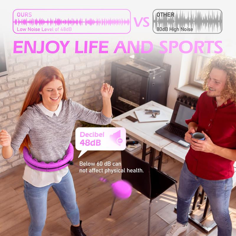 Weighted Hula Hoop with 32 Links (66 Inches), Sweet Weight Ball, Suitable for Adults Sports and Fitness, Infinity Fitness Hoop plus Size, Suitable for Women'S Smart Sports Devices