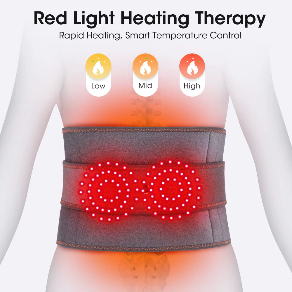 Dual Red Light Heating Massage Waist Belt, Electric Heating Waist Massager, Rechargeable Heated Massage Belt, Blood Circulation