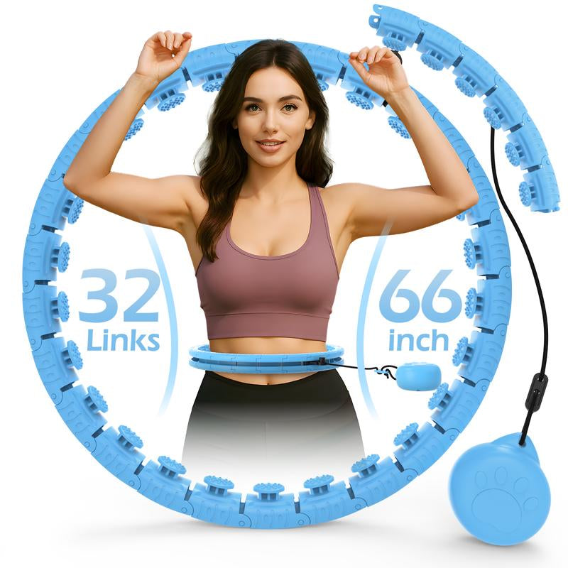 Weighted Hula Hoop with 32 Links (66 Inches), Sweet Weight Ball, Suitable for Adults Sports and Fitness, Infinity Fitness Hoop plus Size, Suitable for Women'S Smart Sports Devices