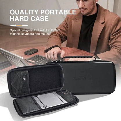 XKM01 Tri-Fold Bluetooth Wireless Keyboard and Mouse Combo Protable Slim 2.4G Full Size 105 Key Foldable Keyboards