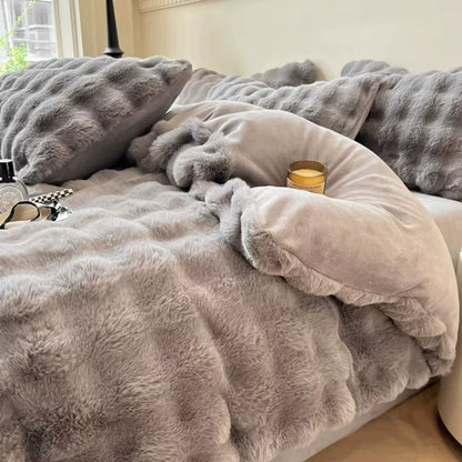 1Pc Faux Rabbit Fleece Blanket - Weighted 6 Lbs Faux Rabbit Fleece Blanket - Bedspread Cozy Soft Best Blanket for US
