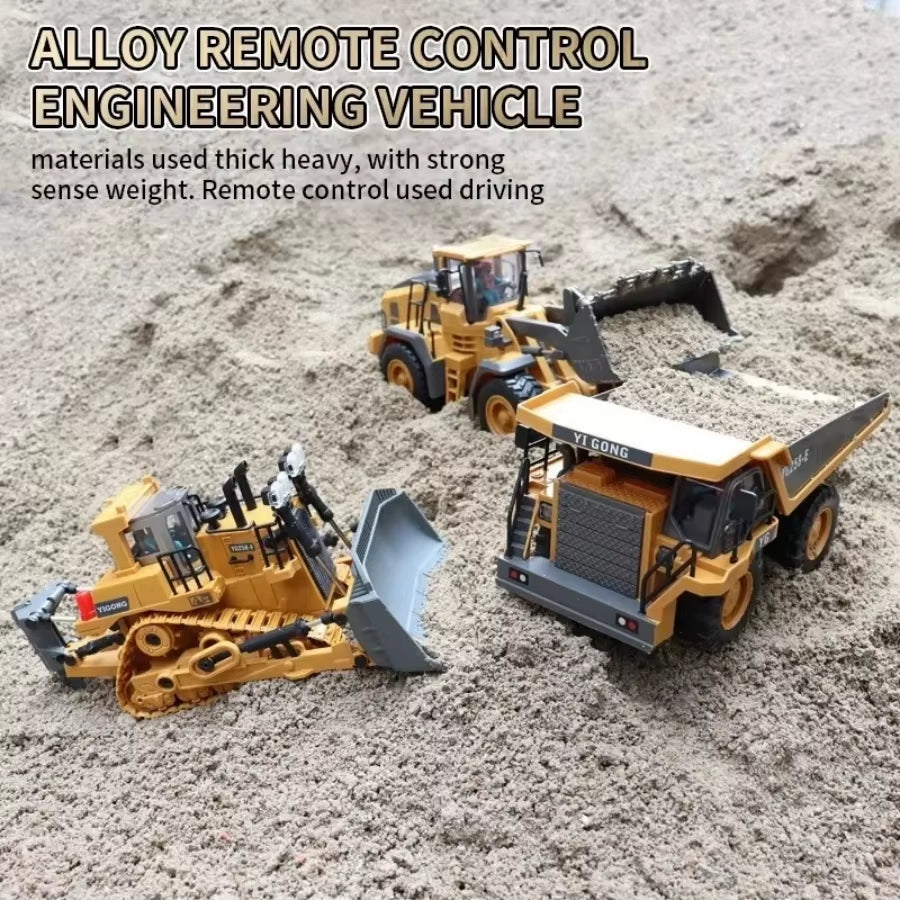 Remote Control Excavator Toy for Kids -2.4Ghz RC Construction Vehicle Truck Toy with Alloy Metal Cap, Light&Sound