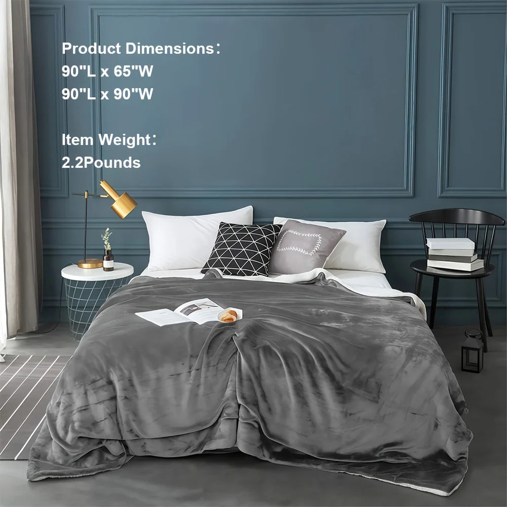 Sherpa Fleece Bed Blanket Twin Size Super Soft Fuzzy Plush Warm Cozy Fluffy Microfiber Couch Throw Velvet Double Reversible 5Lbs