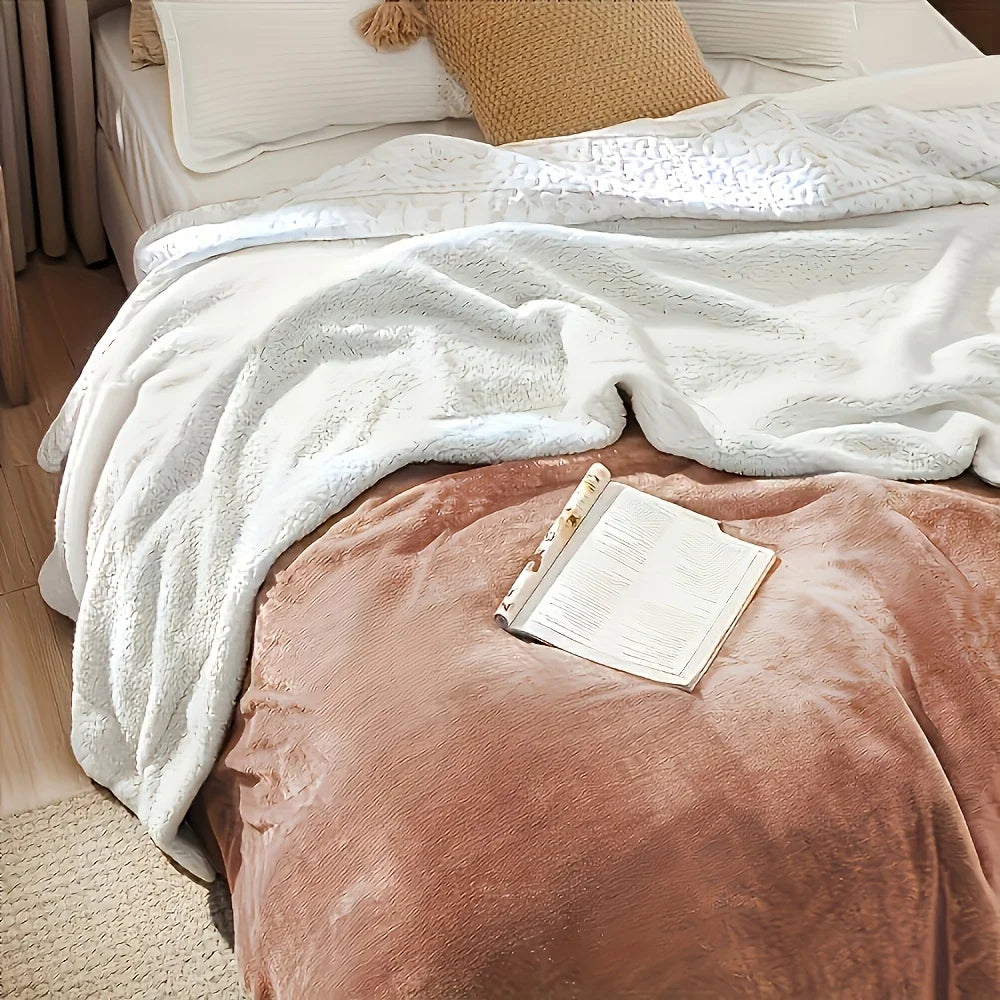 Sherpa Fleece Bed Blanket Twin Size Super Soft Fuzzy Plush Warm Cozy Fluffy Microfiber Couch Throw Velvet Double Reversible 5Lbs