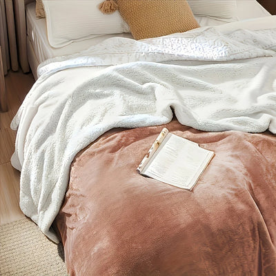 Sherpa Fleece Bed Blanket Twin Size Super Soft Fuzzy Plush Warm Cozy Fluffy Microfiber Couch Throw Velvet Double Reversible 5Lbs