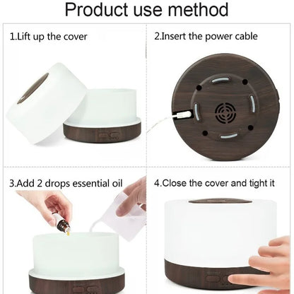 Ultrasonic Essential Oil Diffuser 550ml with 7 colors LED night lights Cool Mist for Aromatherapy Humidifying for home bedroom