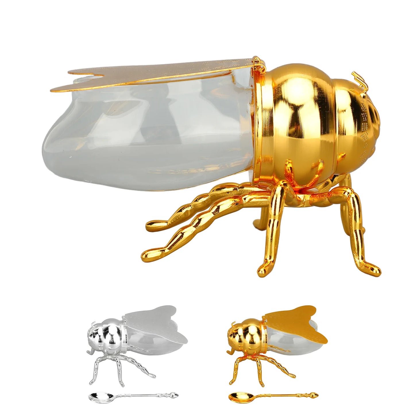 Honey Jar Bee Shaped Exquisite Decorative Glass Honey Pot Kitchen Spice Jar for Home Hotel Restaurant Honey Jar