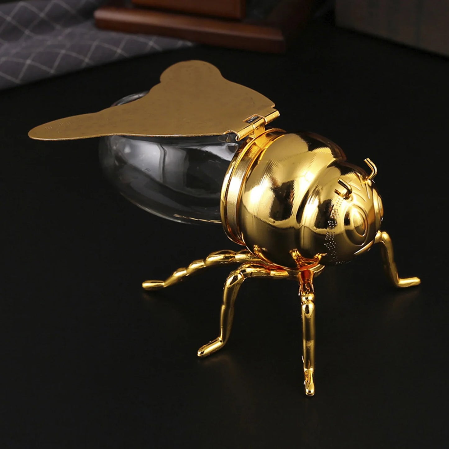 Honey Jar Bee Shaped Exquisite Decorative Glass Honey Pot Kitchen Spice Jar for Home Hotel Restaurant Honey Jar
