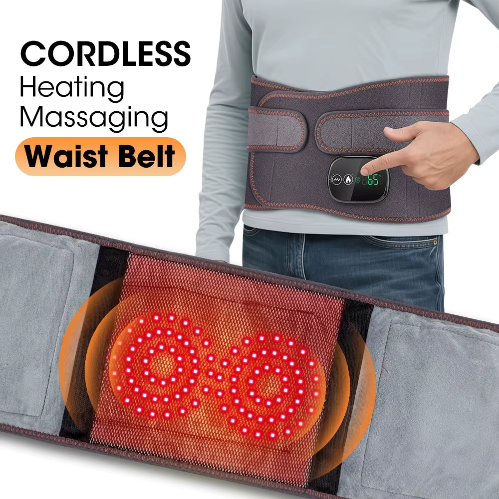 Dual Red Light Heating Massage Waist Belt, Electric Heating Waist Massager, Rechargeable Heated Massage Belt, Blood Circulation