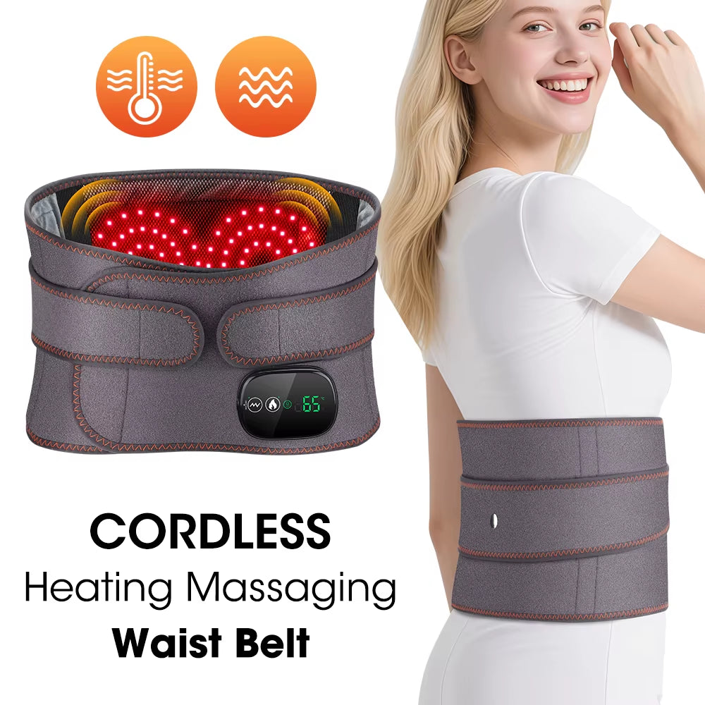 Dual Red Light Heating Massage Waist Belt, Electric Heating Waist Massager, Rechargeable Heated Massage Belt, Blood Circulation