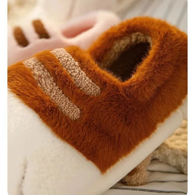 Winter Warm Slipper Women Home Fuzzy Cat Paw Claw Fur Plush Indoor Lazy Female Thermal Furry House Shoe Funny Flat Flip Flop