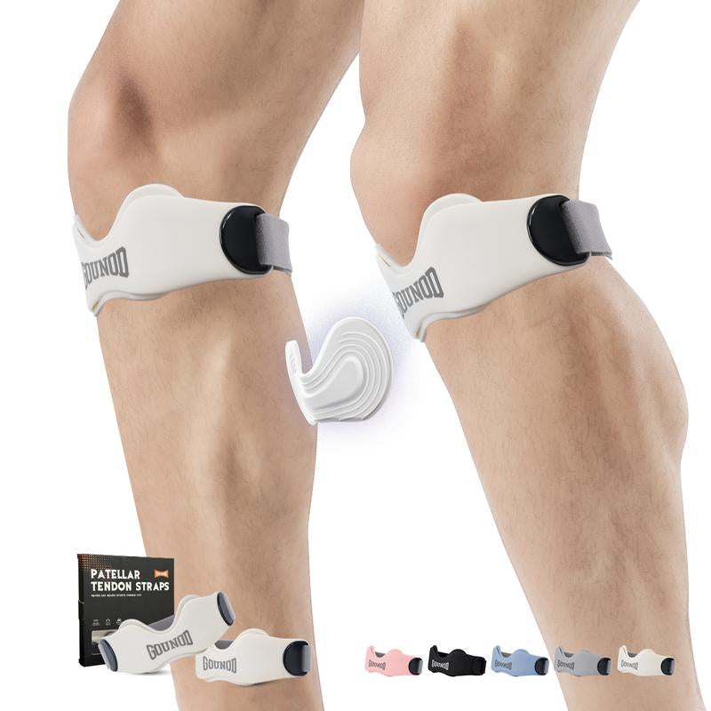 GOUNOD Patella Knee Strap with Dual Thickened Silicone Pads – Adjustable Non-Slip Knee Brace for Pain Relief, Tendonitis, Jumper’S Knee, Running, Basketball, Volleyball, Squats – Unisex Knee Support for Men & Women