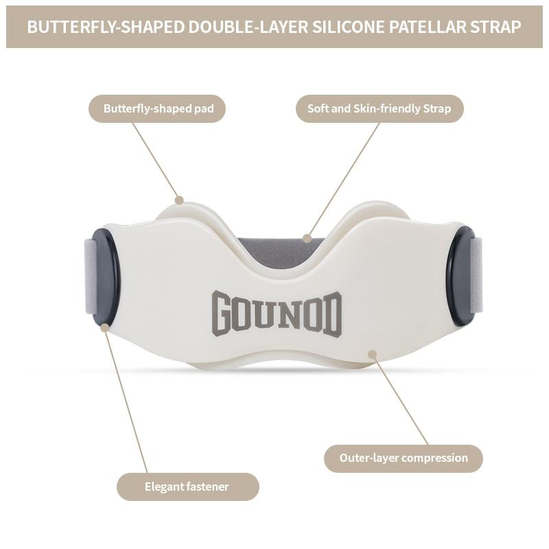 GOUNOD Patella Knee Strap with Dual Thickened Silicone Pads – Adjustable Non-Slip Knee Brace for Pain Relief, Tendonitis, Jumper’S Knee, Running, Basketball, Volleyball, Squats – Unisex Knee Support for Men & Women