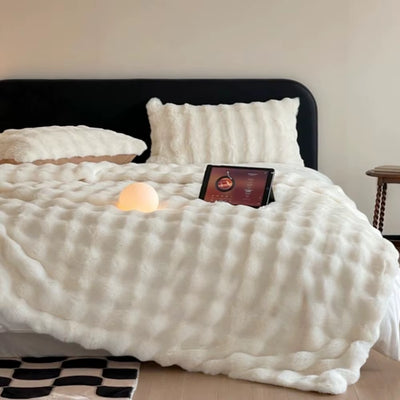 1Pc Faux Rabbit Fleece Blanket - Weighted 6 Lbs Faux Rabbit Fleece Blanket - Bedspread Cozy Soft Best Blanket for US