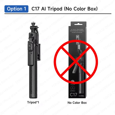 C17 AI Tracking Gimbal Cellphone Stand Extension Rod Selfie Stick Tripod 360° Auto Rotate for Smartphones Shooting Vlog