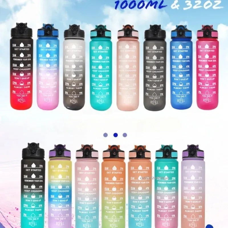 1L Water Bottle Portable Sport Water Bottle Pretty Drink Bottle Leakproof Gym Water Bottle for Outdoor Travel Fitness Cycling