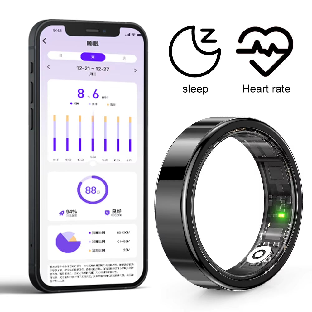 Fashion SR09 Smart Ring Health Tracker Bluetooth-Compatible 5.1 Health Ring Sport Fitness & Sleep Monitor for Android & IOS