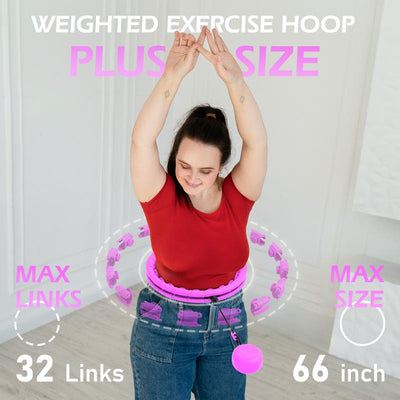 Weighted Hula Hoop with 32 Links (66 Inches), Sweet Weight Ball, Suitable for Adults Sports and Fitness, Infinity Fitness Hoop plus Size, Suitable for Women'S Smart Sports Devices